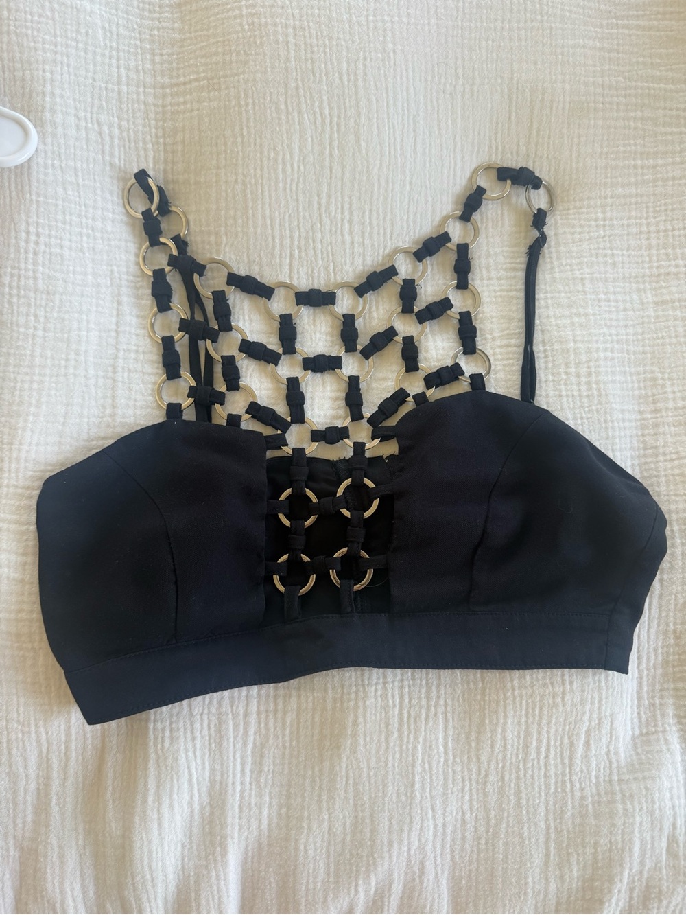 Millau Black Ring-Linked Crop Camisole